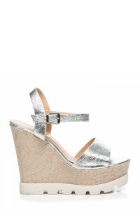 SANDAŁY SILVER WEDGE HEELS Szary