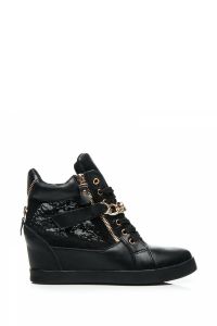 BLACK LACE SNEAKERS Czarny