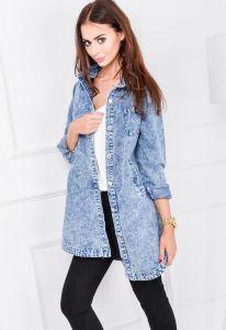 Bluza jeansowa marmurkowa midi guziki